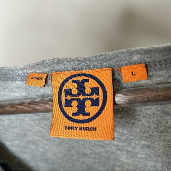 Tory Burch Sleeveless Tunic with Black Jewel Neckline Tie Detail Grey Large - Picture 6 of 8